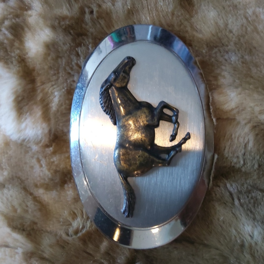 Vintage Mustang Galloping Horse Western Belt Buckle Unisex